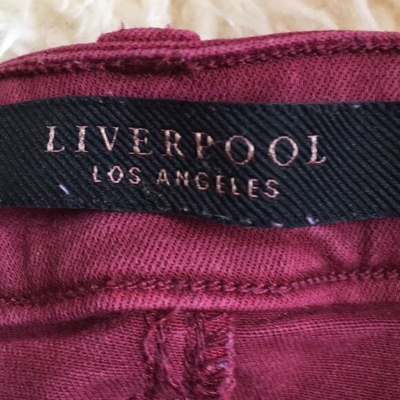 Liverpool Burgundy hugger colored denim skinny stretch comfy jeans biking red 6 - Picture 5 of 9